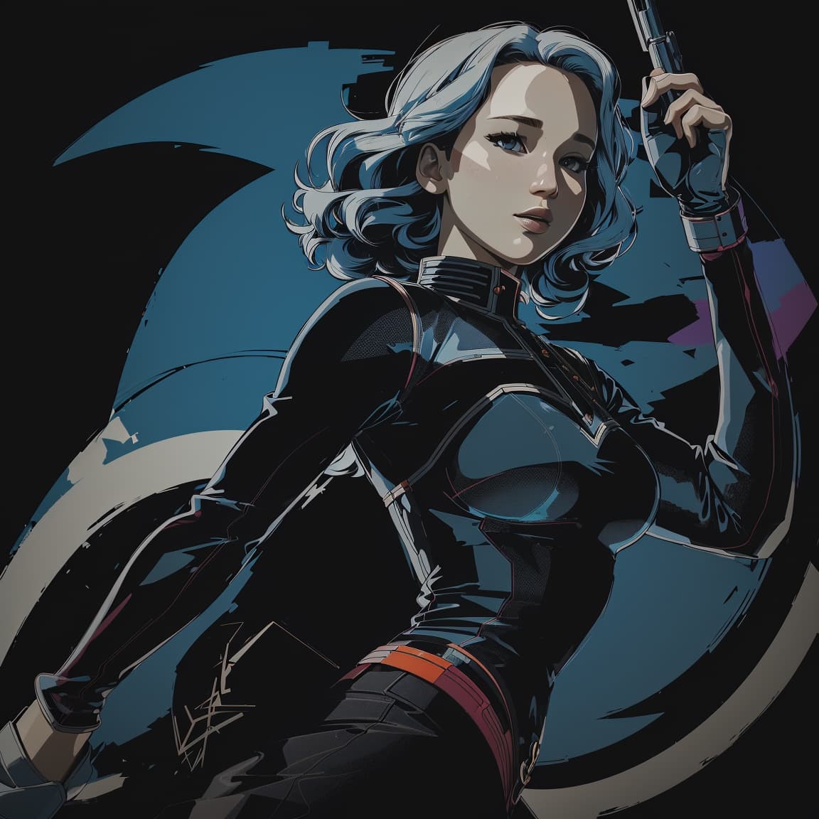 AI generated: midshot, (cel-shading style:1.3), centered image, ultra detailed illustration of Jennifer Lawrence p...