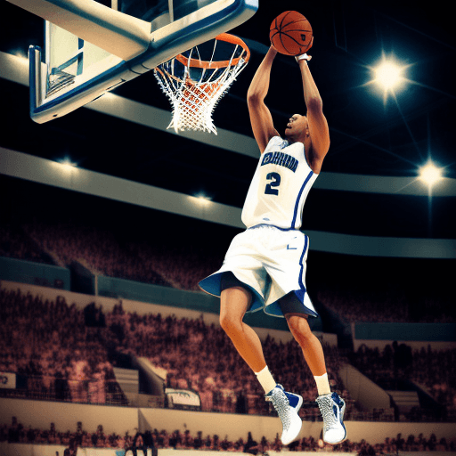 AI generated: A basketball player dunking
