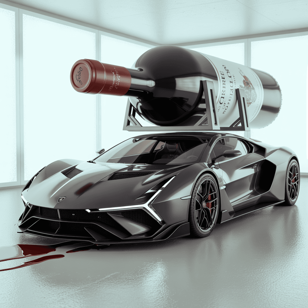 AI generated: A hyper-realistic photograph of a futuristic matte black sports car featuring aggressive, angular ae...