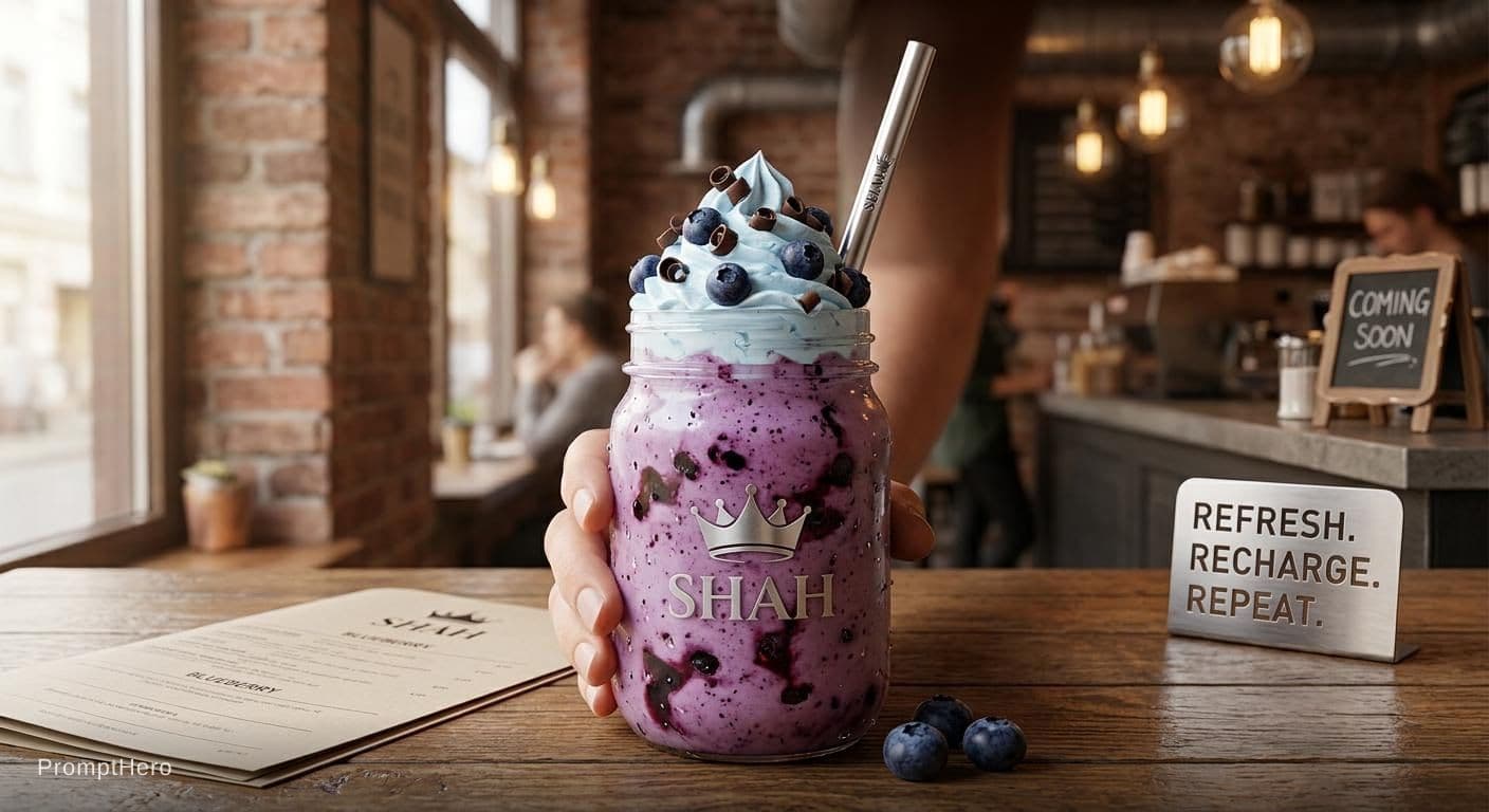 AI generated: ice cream shake in a cafe