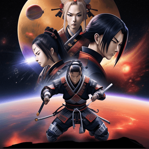 AI generated: samurai x  as an anime space war 
