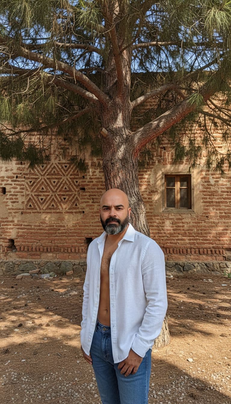 AI generated: Subject: Image uploaded under an Algerian tree near a red brick dwelling.
Description: A candid and...