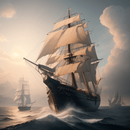 AI generated: Photo of a ultra realistic sailing ship, dramatic light, pale sunrise, cinematic lighting, battered,...