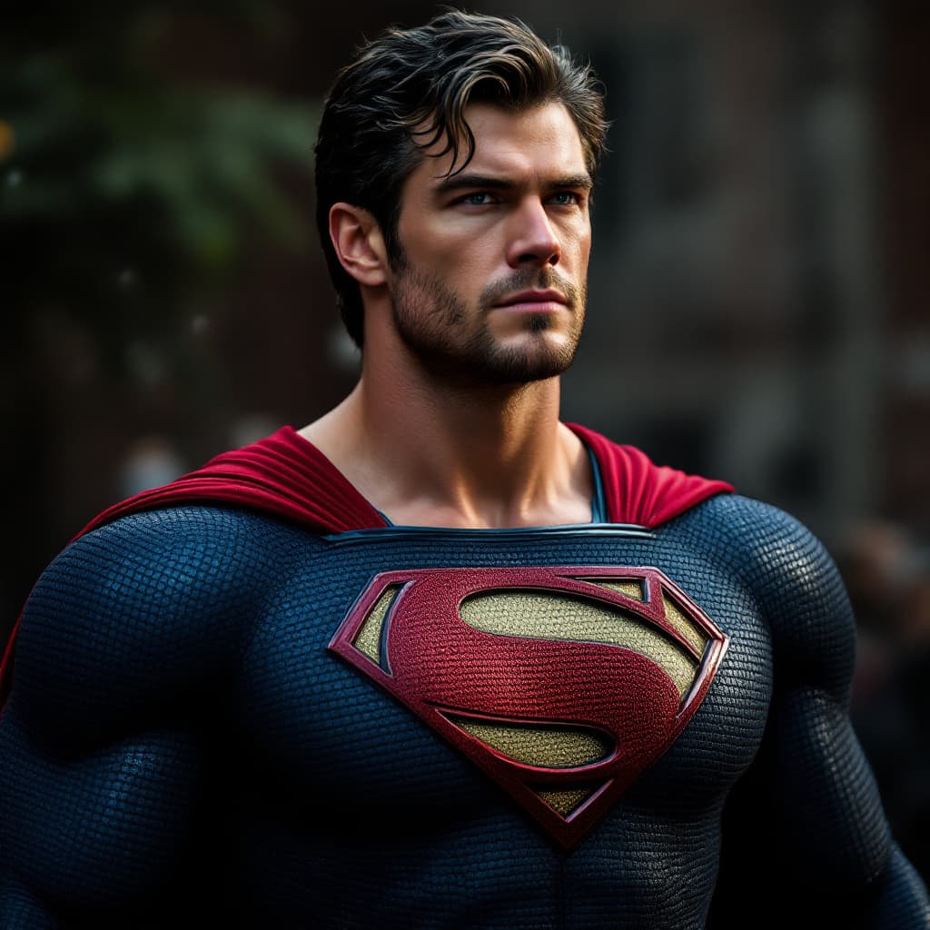 AI generated: Chris Hemsworth as superman but M logo on his chest instead of S