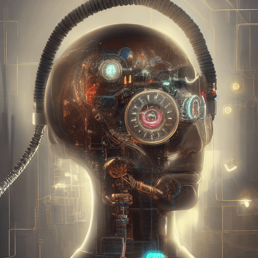 AI generated: a brain connected with cable and computers, dreamlike, hyperrealistic, 8k, hyperdetailed, steampunk ...