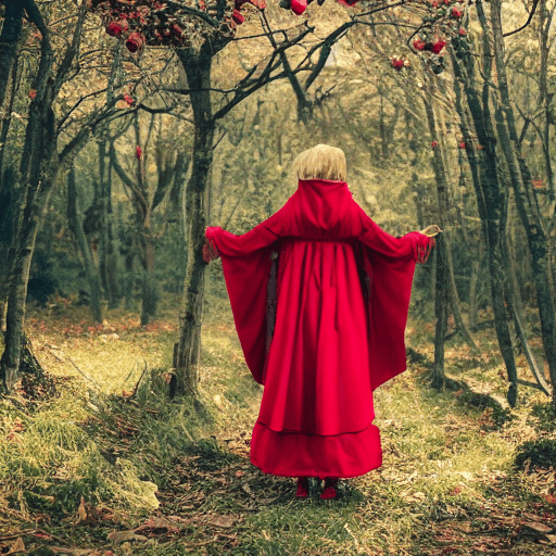 AI generated: Erotic Little Red Riding Hood outfit ,in a fantasy wood,mystique, red cape(8K, RAW photography, Top ...