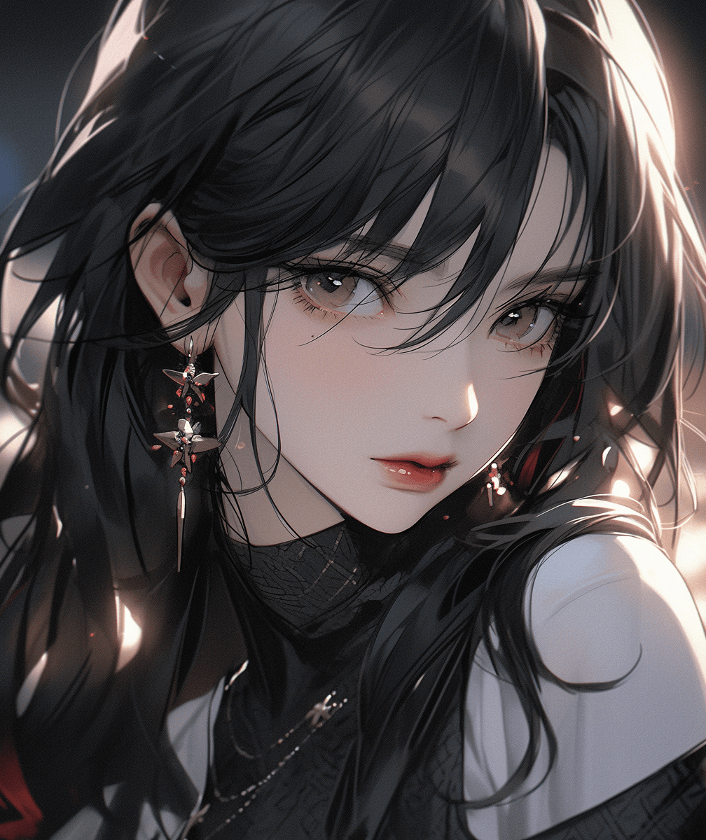 AI generated: an asian girl with big eyes and dark hair, in the style of the stars art group (xing xing), photorea...