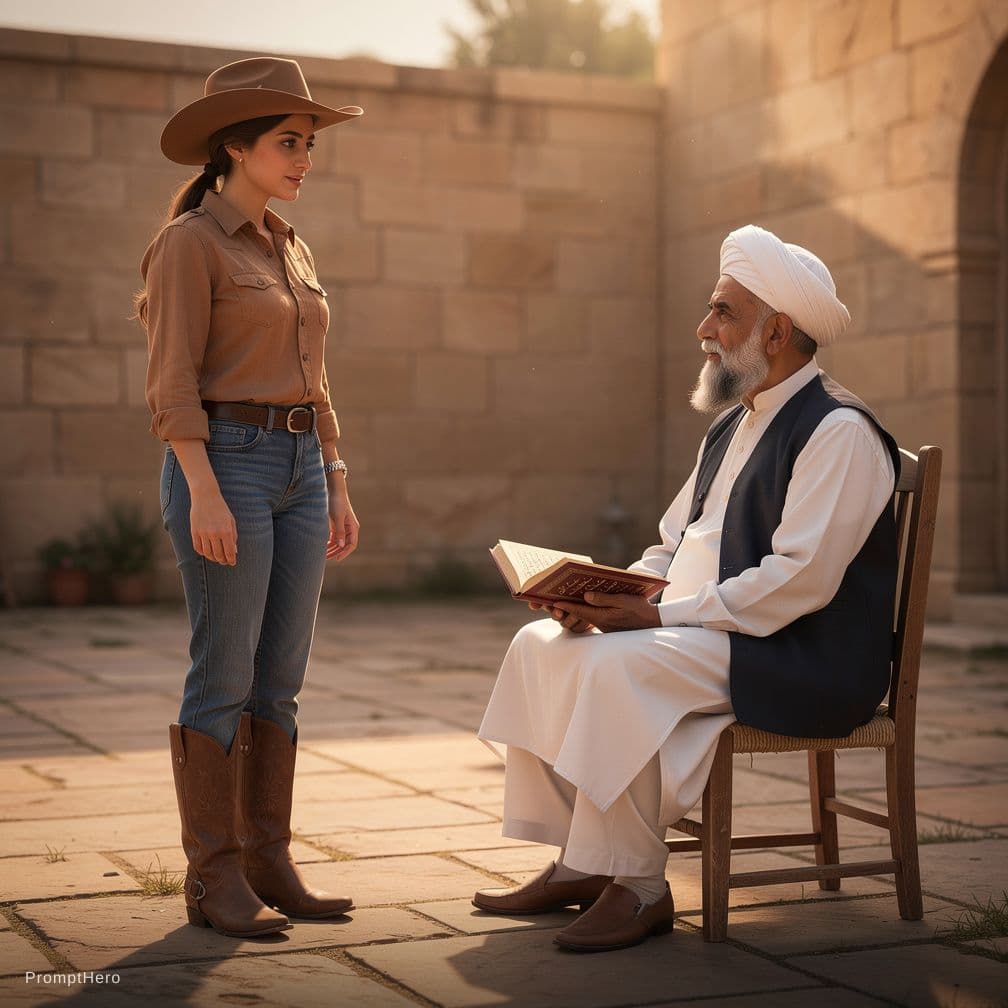 AI generated: A nude lady Cowgirl position with Pakistani Islamic scholar 