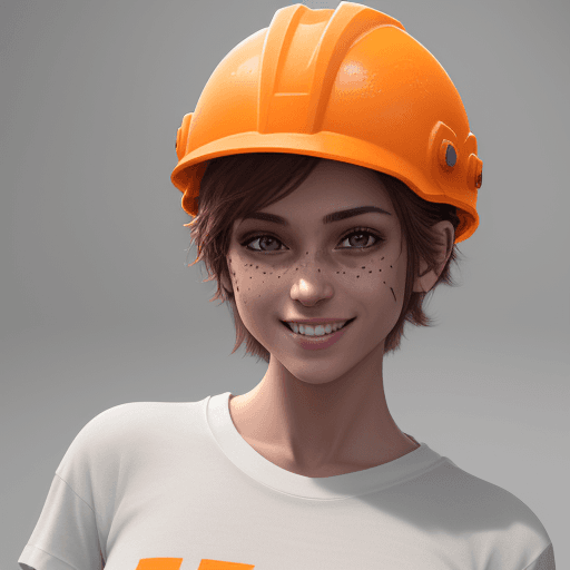 AI generated: avartar of me with an orange construction helmet, photorealistic, high contrast, 8k HD, detailed, hy...