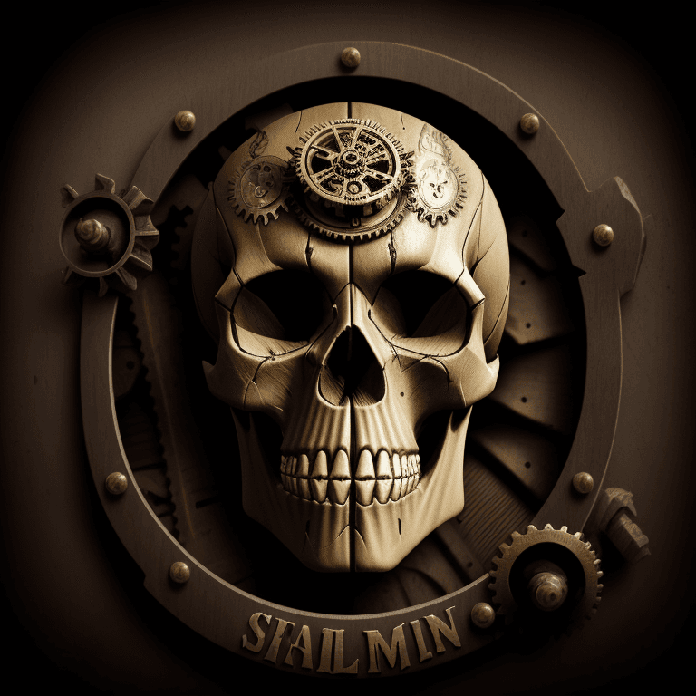 AI generated: steam punk carved skull photographic cinematic