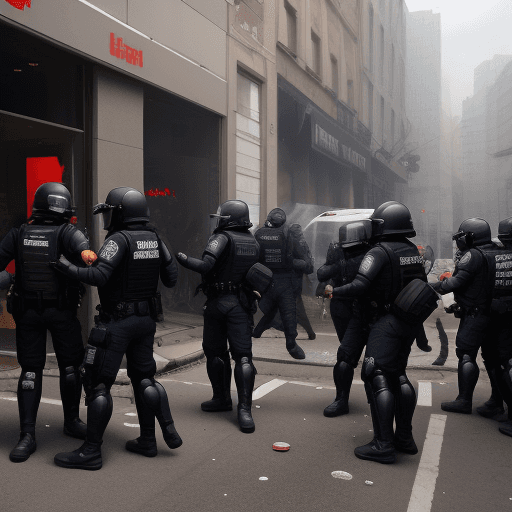 AI generated: Riot police hit a dealer