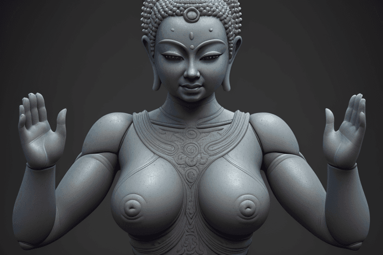 AI generated: budha sidharta gautama, detailed face by greg rutkowski and magali villanueve, beautiful eyes, toned...