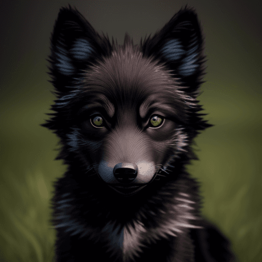 AI generated: Realistic black wolf cub
