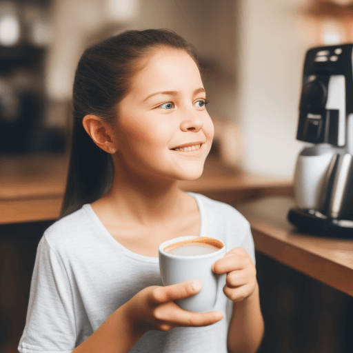 AI generated: The girl looks at the coffee