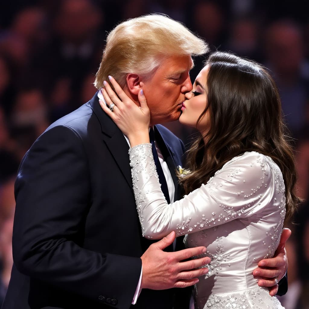 AI generated: Selena Gomez kiss trump 
