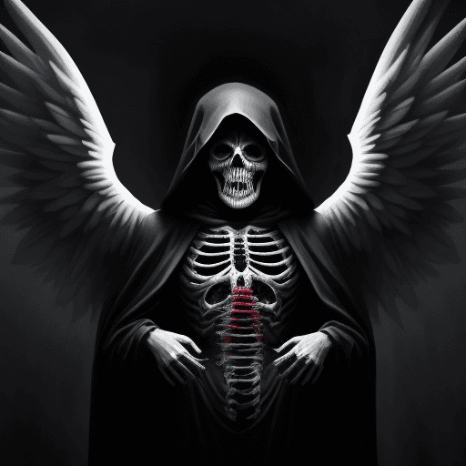 AI generated: a very scary angel of death , taking a person 's life