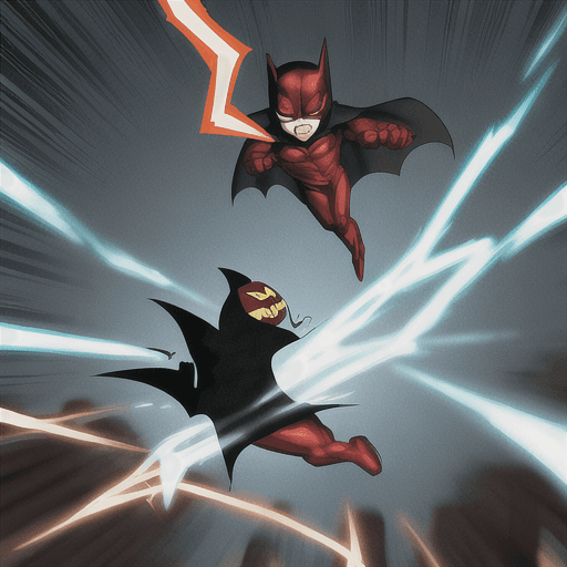 AI generated: flash ripping off batman's head