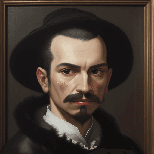 AI generated: portrait, profound gaze, oil painting, grainy, avant-garde, diego velazquez, brush touched