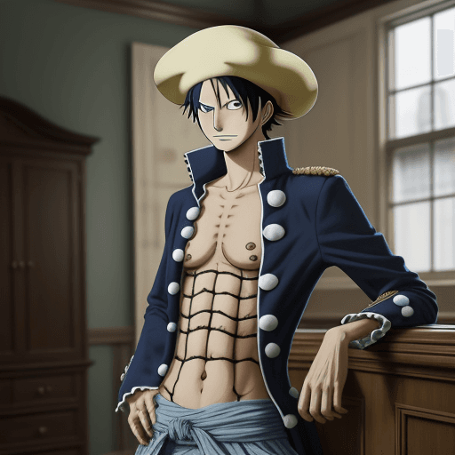 AI generated: imagen de trafalgar d wtar law, de one piece, ultra realista, haciendo el room, mirando al espectado...