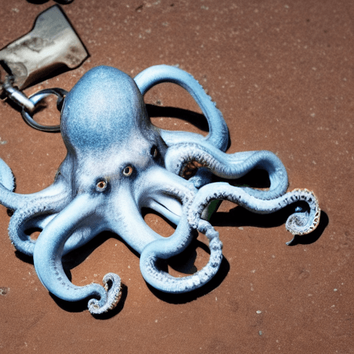 AI generated: Octopus with a padlock beetwen the tentacles
