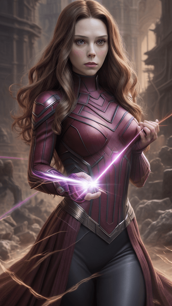 AI generated: (16k, best quality, master:1.2) HDR, Marvel Entertainment Art by, Scarlet Witch (AKA Wanda Django Ma...