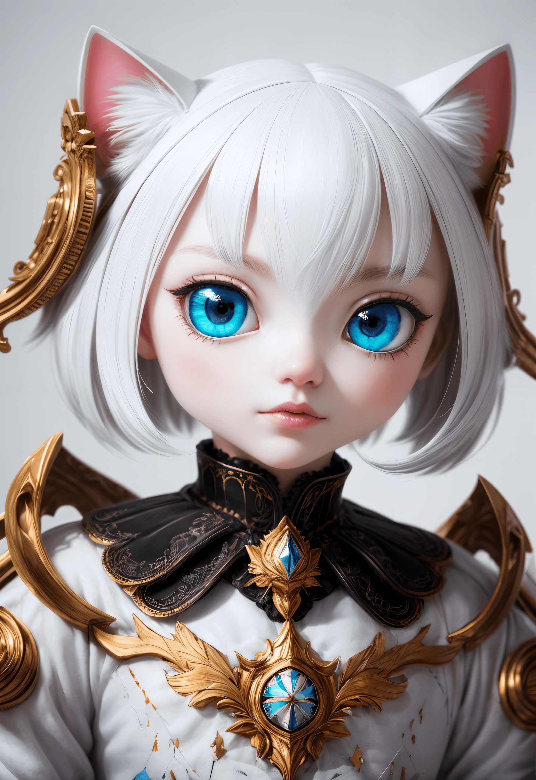 AI generated: Masterpiece,Best Quality overdetailed portrait of a Origami white chibi ragdoll kitten, polychromati...
