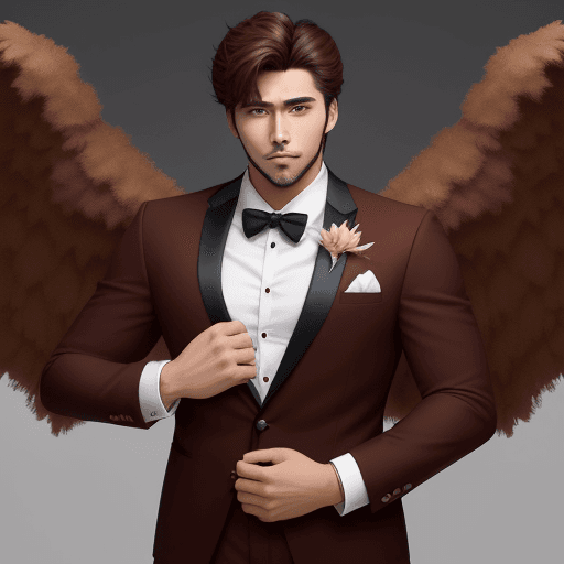 AI generated: A very handsome anime-mesmerizing male teddy bear that's holding a heart with a very debonair and su...
