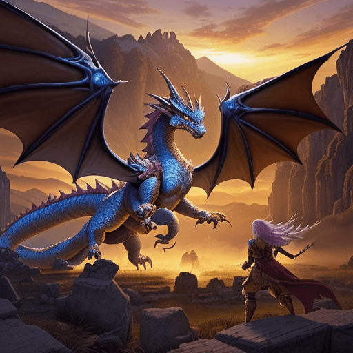 AI generated: An epic battle scene featuring a group of heroes inspired by a fantasy manga, fighting a giant drago...