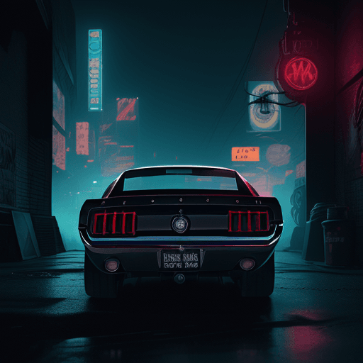 AI generated: 68 model mustang chevy, Night Gotham city, Christopher Nolan style, drama and life saving, dynamic, ...