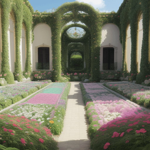 AI generated: jardin de bellas flores gigantes,