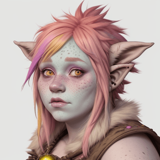 AI generated: Firbolg, female, pastel colors, druid, hyper realism, high Detail, freckles, dungeons and dragons, c...