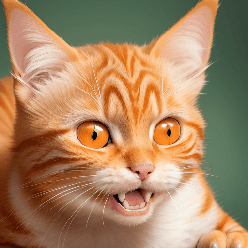 AI generated: Ultra-realistic photo portrait of a spirited orange tabby cat with stripes, big round eyes filled wi...