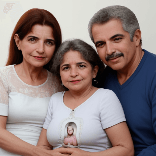 AI generated: Familia 3 pessoas, um pai com 40 anos, uma mae com 35 anos, uma filha de 8 anos, com expressão de fe...