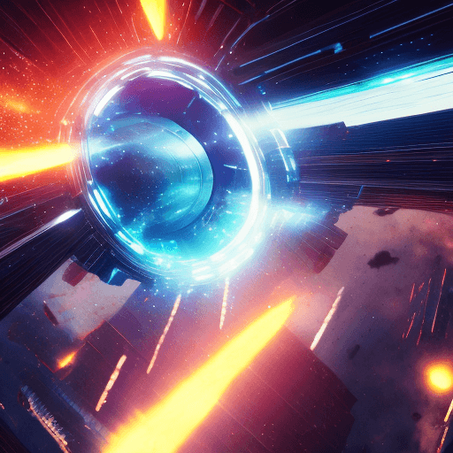 AI generated: close-up strong , suspended in mid-air, ripping a hole through space-time. epic action scene, with b...