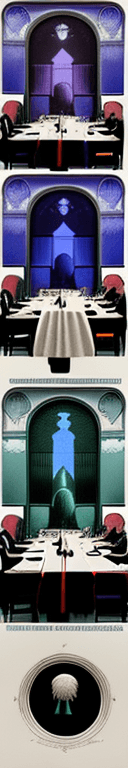 AI generated: colorful!!! the last supper by rene magritte, futuristic by laurie greasley and bouguereau, ( ( etch...