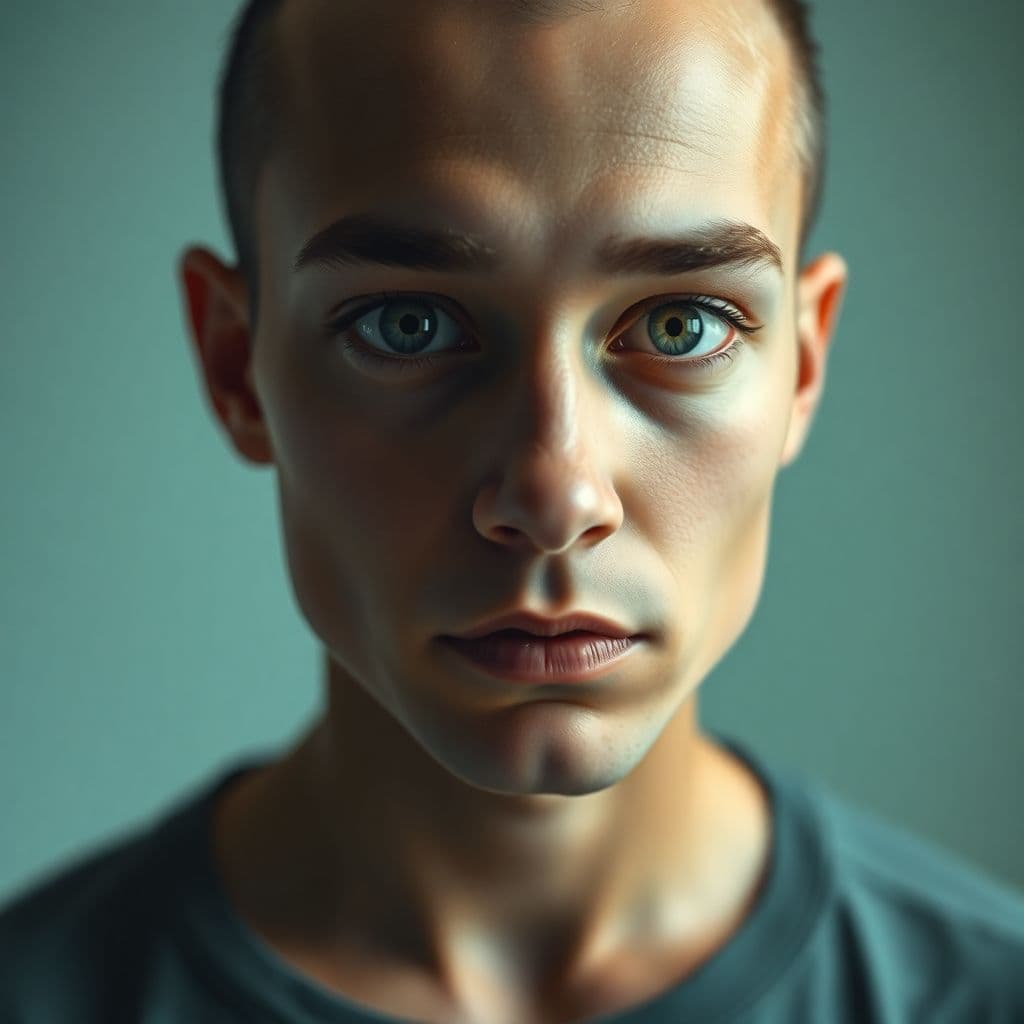 AI generated: uncanny thing looks directly into camera, hyper realistic