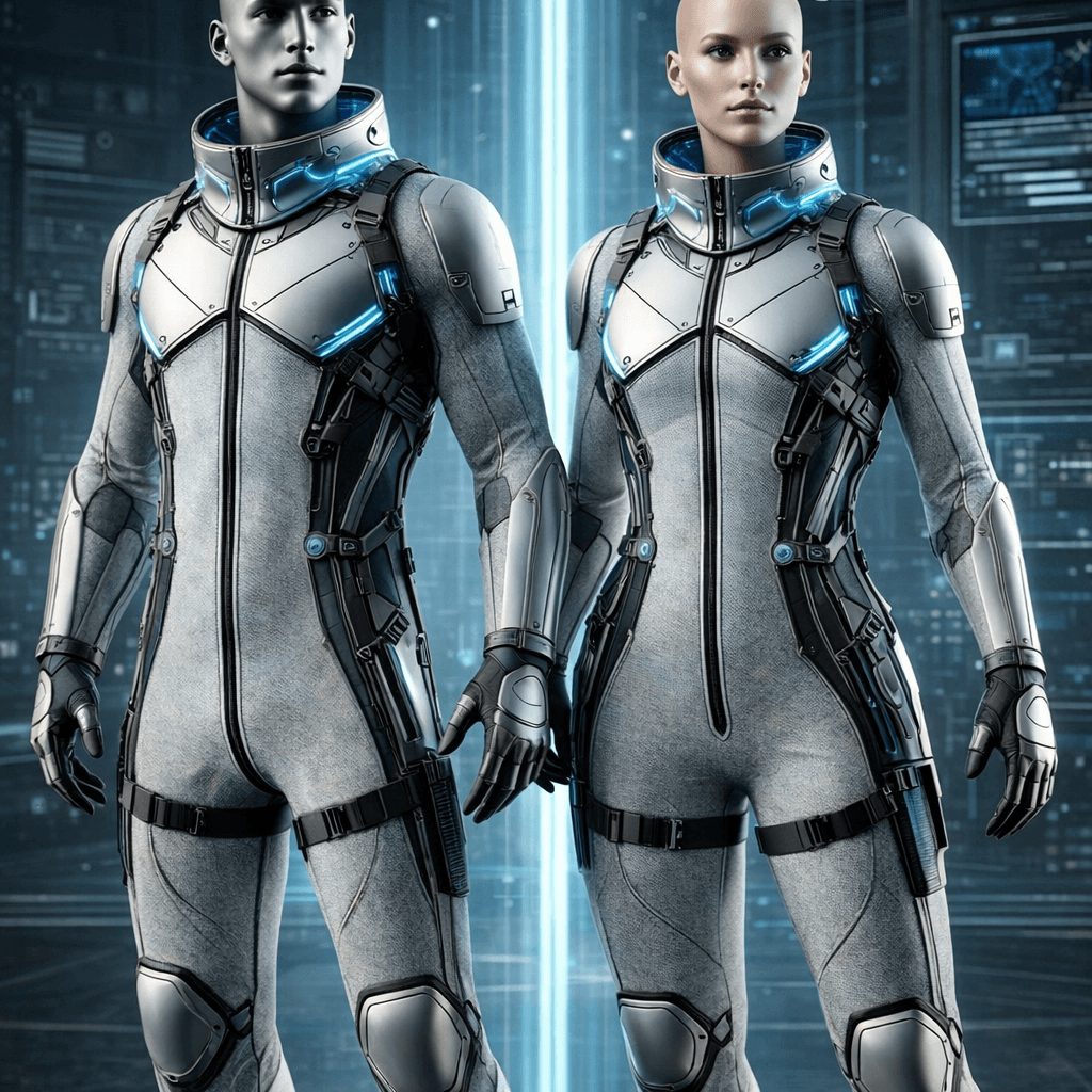 AI generated: The first reference image is my Allumic Outer suit, worn by the space crew. The second reference ima...