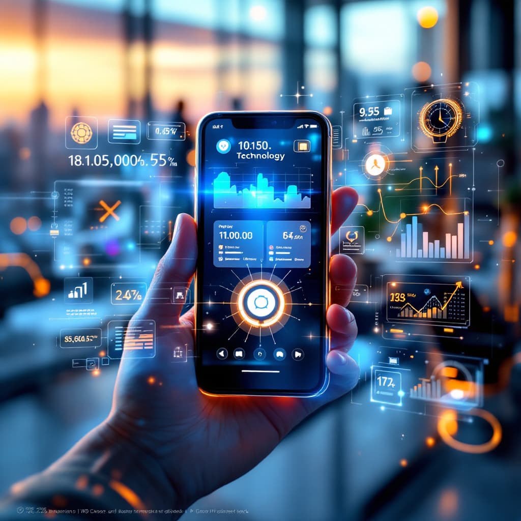 AI generated: Create an image for Smart Technology: Futuristic interfaces (e.g., a digital hotel guest app with an...