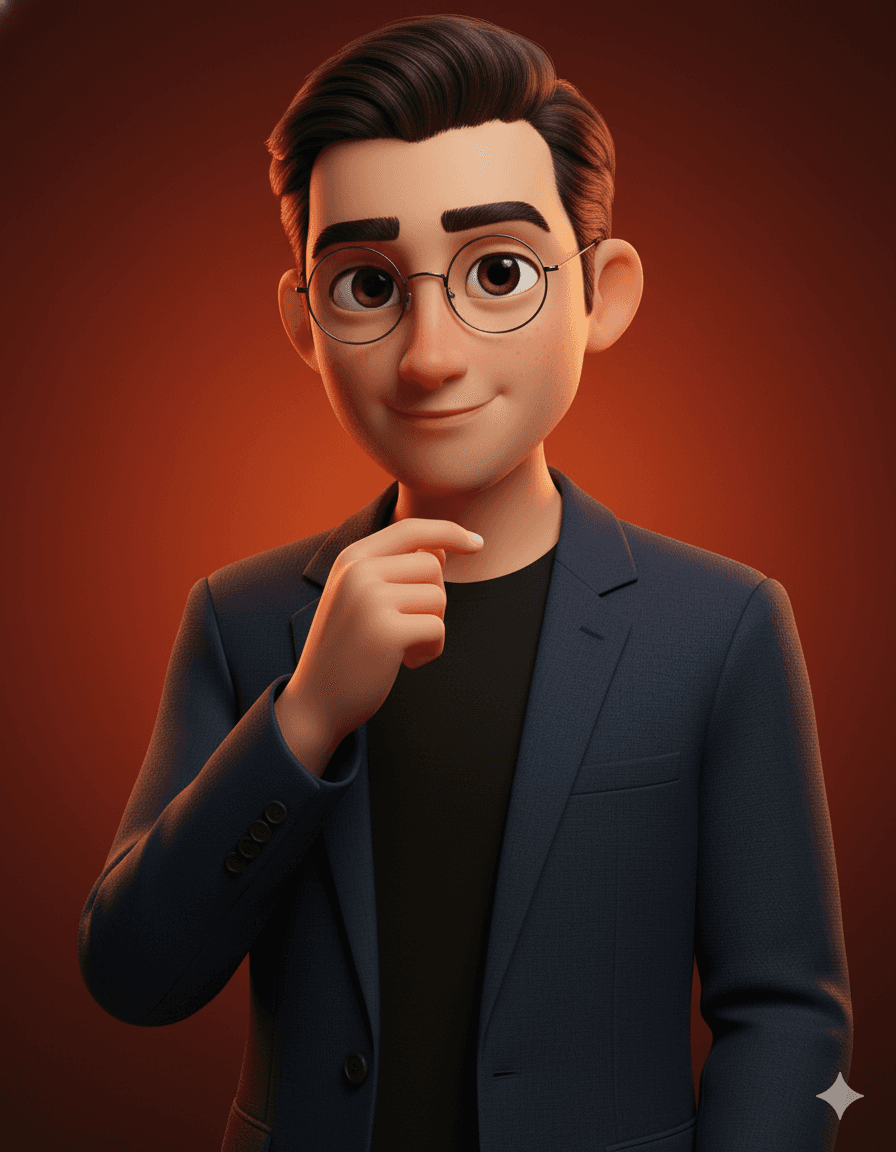 AI generated: Ultra-realistic cinematic studio portrait of a stylish man wearing thin round metal eyeglasses, mini...