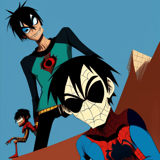 AI generated: 2-D from Gorillaz as Spider-man
Murdoc from Gorillaz as Batman
Noodle from Gorillaz as Iron man
Russ...