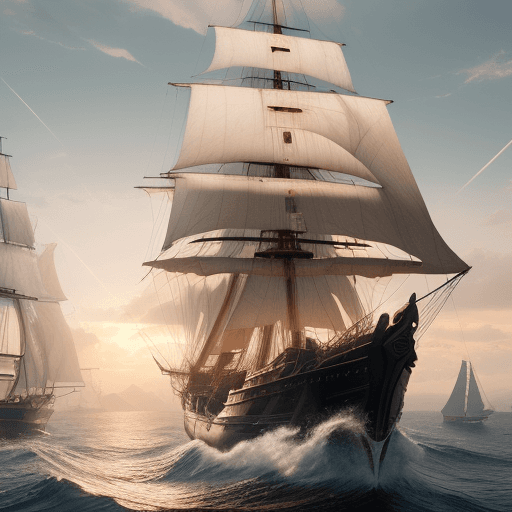AI generated: Photo of a ultra realistic sailing ship, dramatic light, pale sunrise, cinematic lighting, battered,...