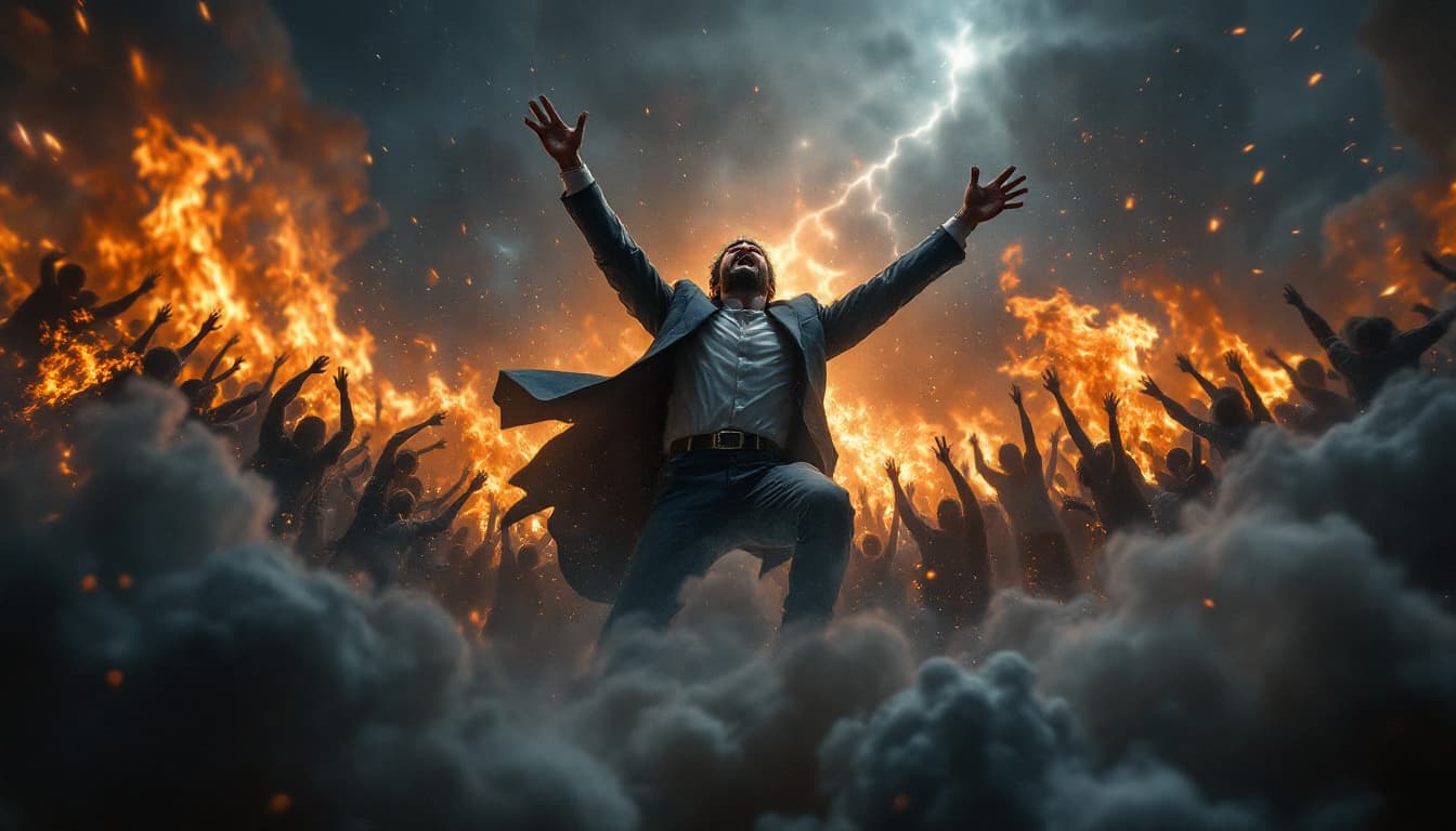 AI generated: 
A dramatic scene of a client celebrating success, hyper realistic, high detail, 40 y sympatic,  chi...