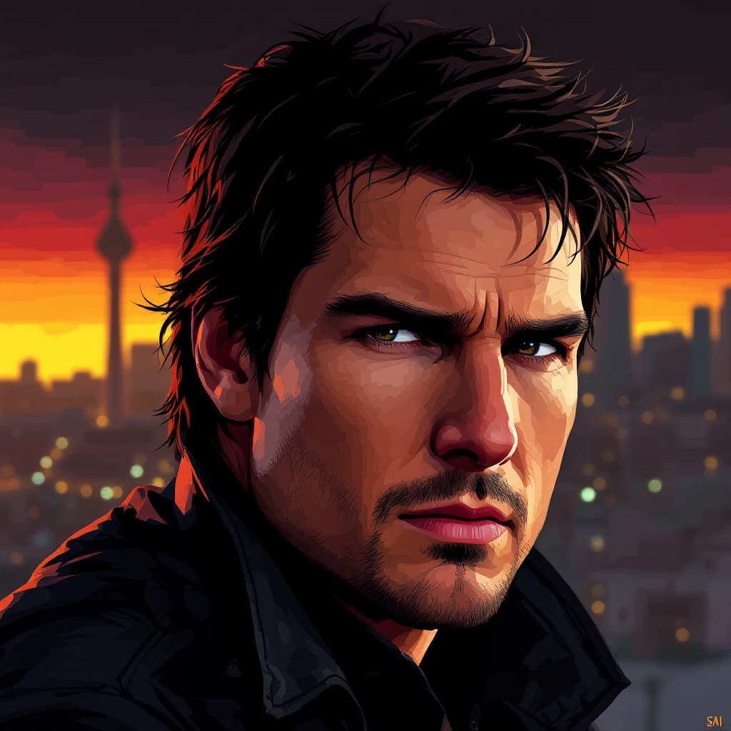 AI generated: Tom Cruise, SAI Pixel Art