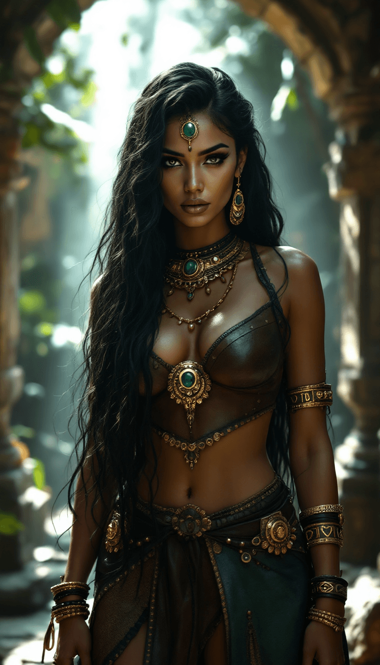 AI generated: A professional photo, hyper realistic textures, cinematic look of  an Adult Aztec Princess, highly d...