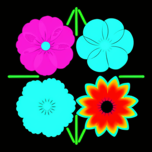 AI generated: Aesthetic Flowers neon :: retro design psicodelic :: multi-color :: simple --ar 2:3 --quality 2  --s...