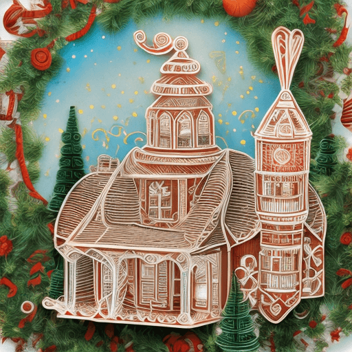 AI generated: paper quilling, paper cut art, paper illustration, christmas house, one color, very detailed, 8k