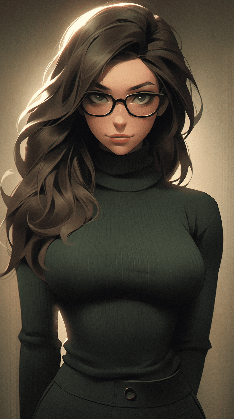 AI generated: Daria Morgendorffer the main character of the animated series Daria, serious expression, very excite...