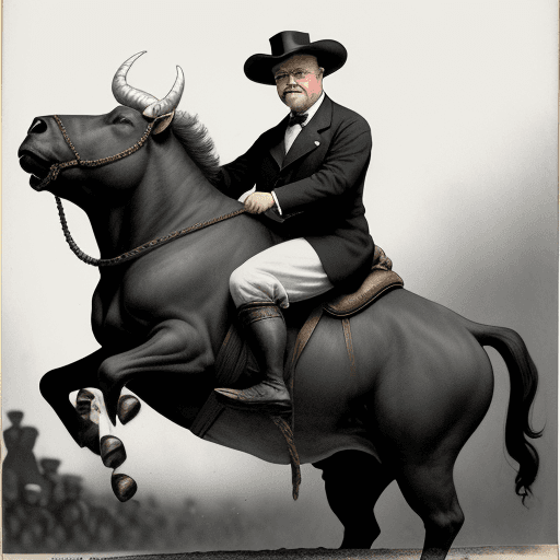 AI generated: President Theodore Roosevelt, riding a bull