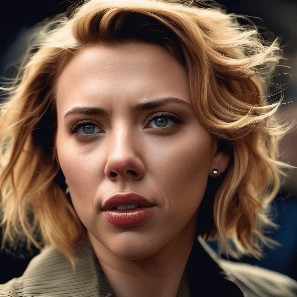 AI generated: EXTREMELY DETAILED medium closeup environmental portrait photo, emotional, joyful, surreal scarlett ...