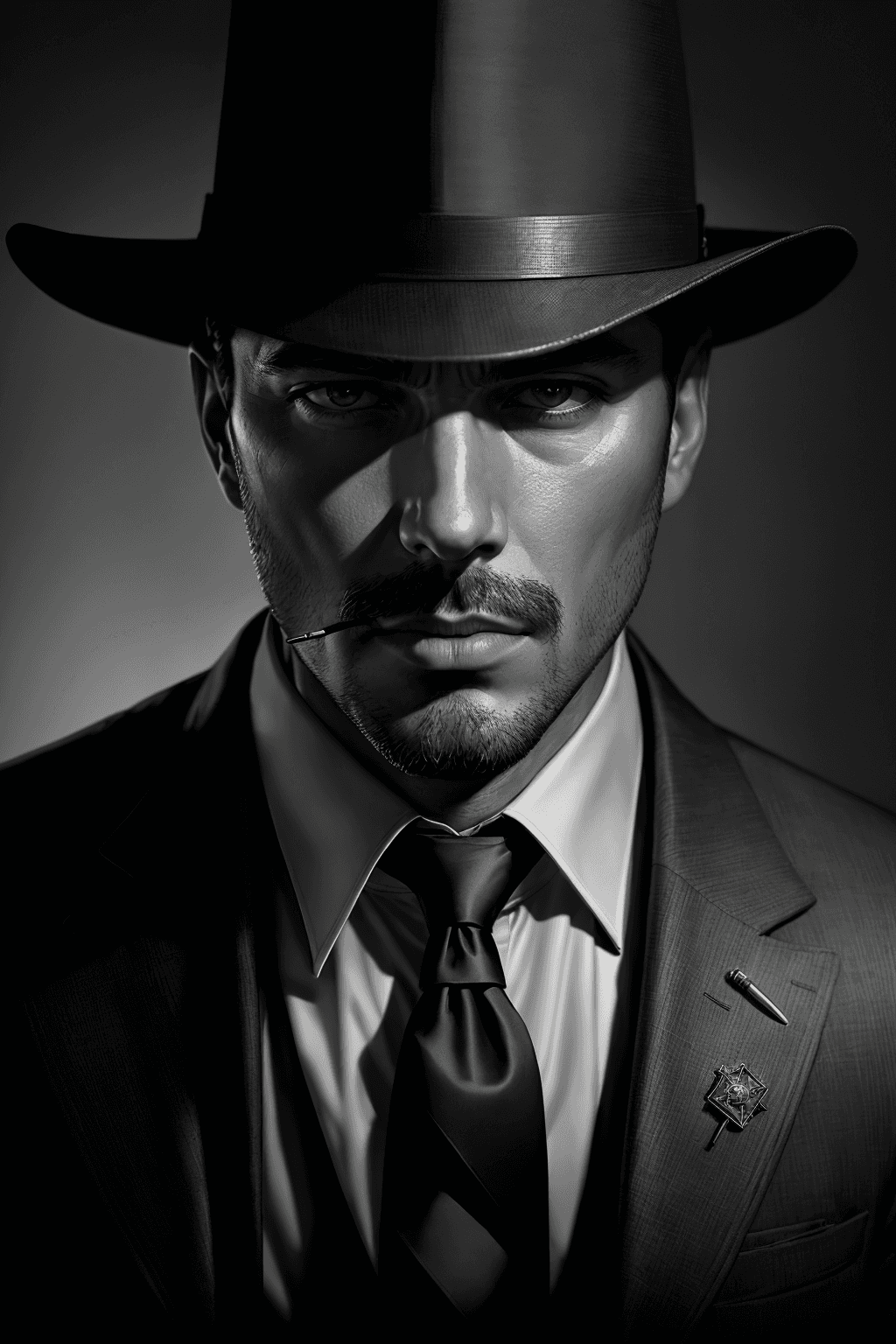 AI generated: trending on artstation, 8k, beautiful, extreme detail, mysterious, grayscale, portrait, a man stands...